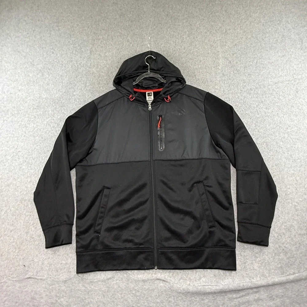 The North Face Hybrid Hoodie Mens XXL Black Full Zip Fleece Lined Jacket